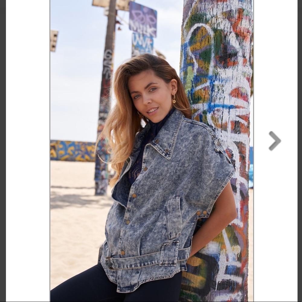 Light Blue Denim Batwing Snap Button Retro Jacket